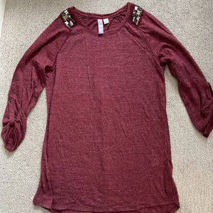 Francesca's Alya Long Sleeved Bejeweled Top - Size Small